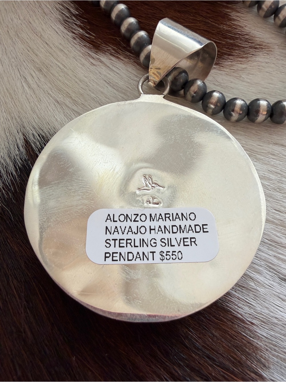 ❤️ Signed Navajo Alonzo Mariano Bear Claw Story Teller Pendant Sterling 2.69”L - Picture 5 of 16
